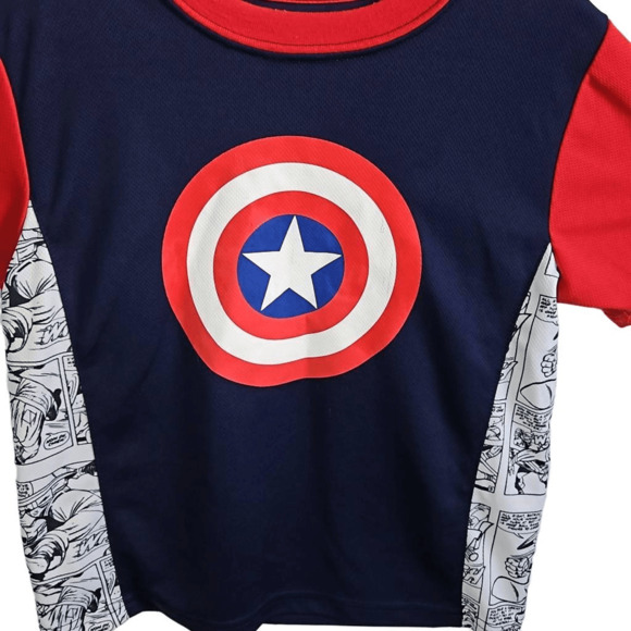 Marvel Captain America Comic Short Sleeve T-shirt Blue/Red Size XS - Picture 2 of 4